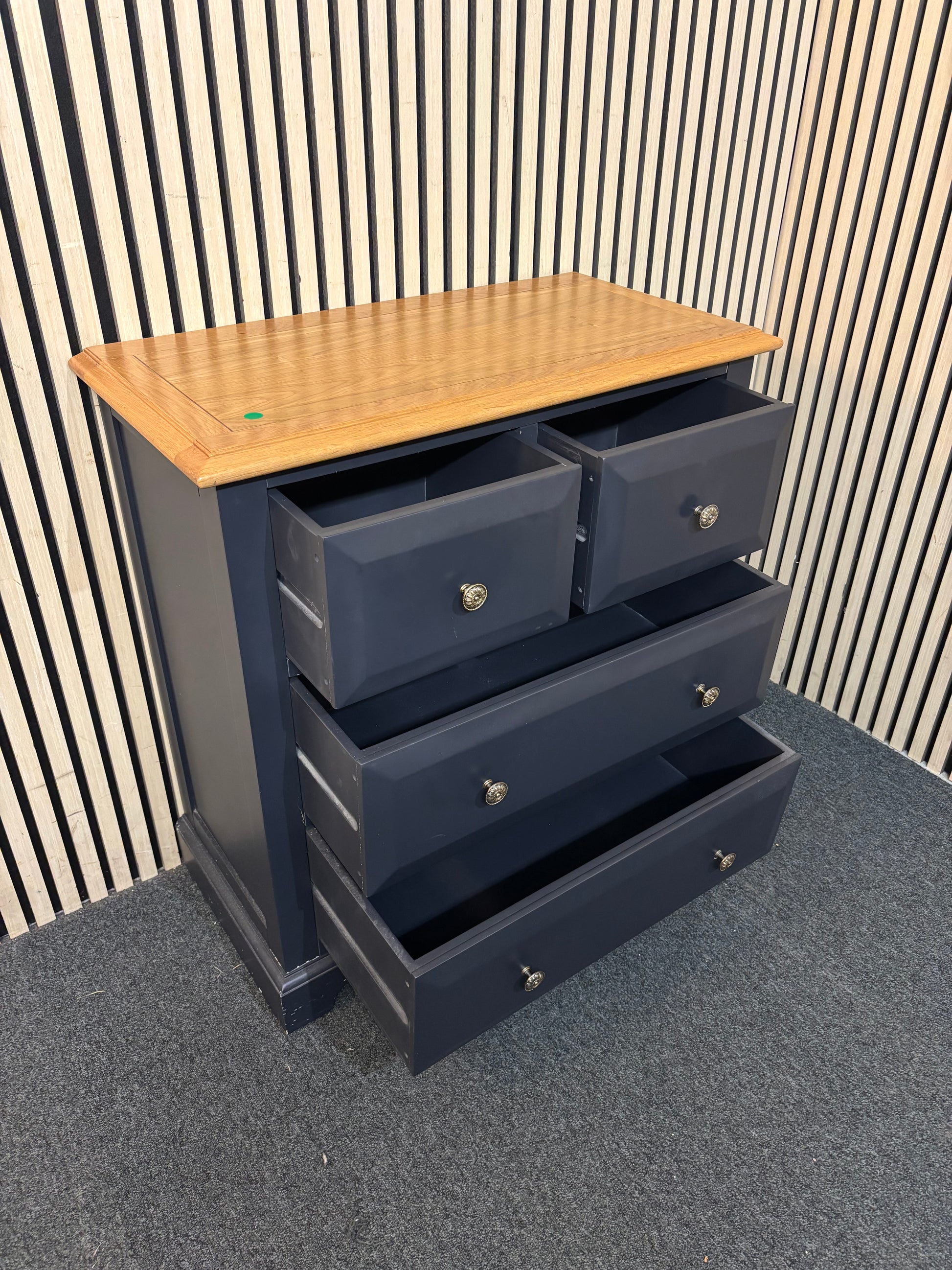 Solid oak and grey painted 2+2 chest of drawers (H 85 x W 80 x D 40 cm) 43598