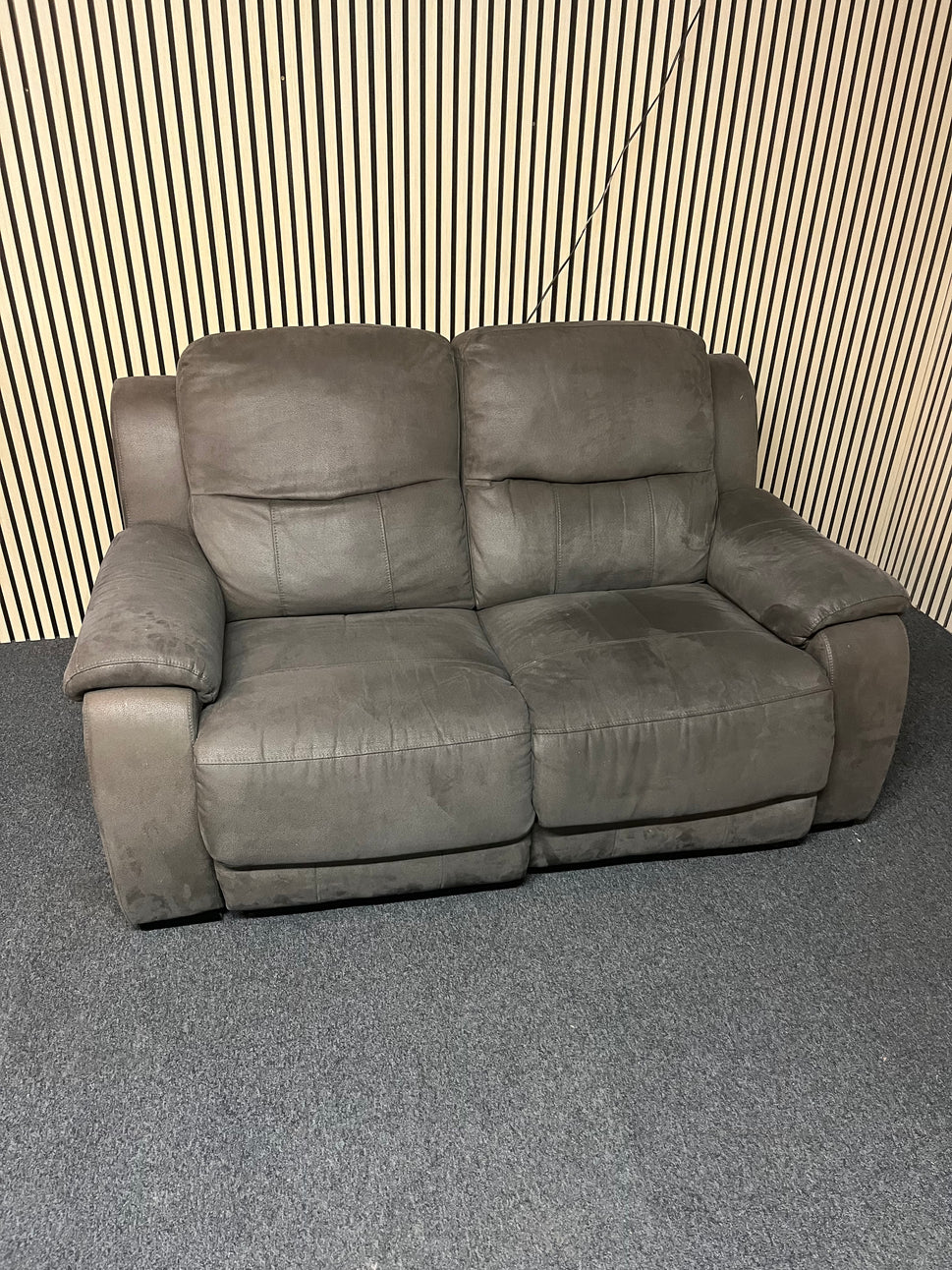 2 seater ELECTRIC recliner light brown microfibre sofa 1325