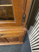 Tall stained oak glass display case (H 186 x W 116 x D 42 cm) 44664