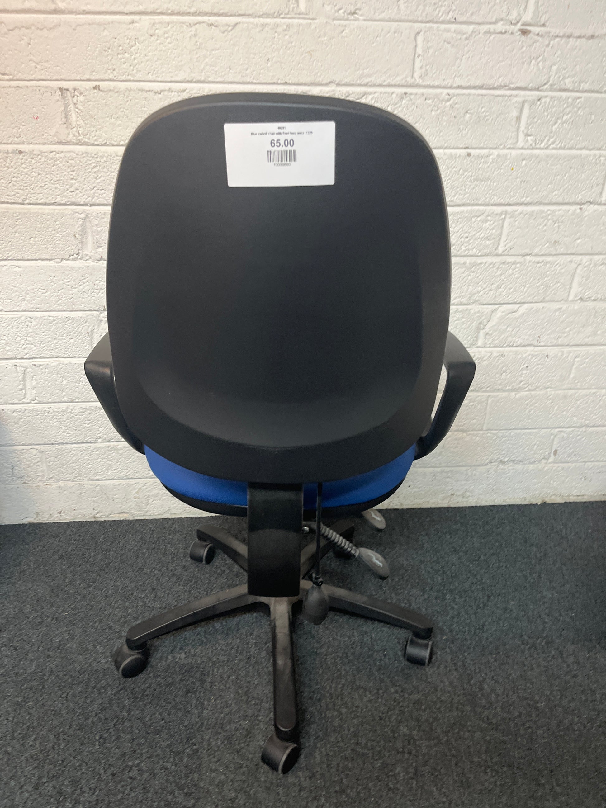 Blue swivel chair with fixed loop arms 1325