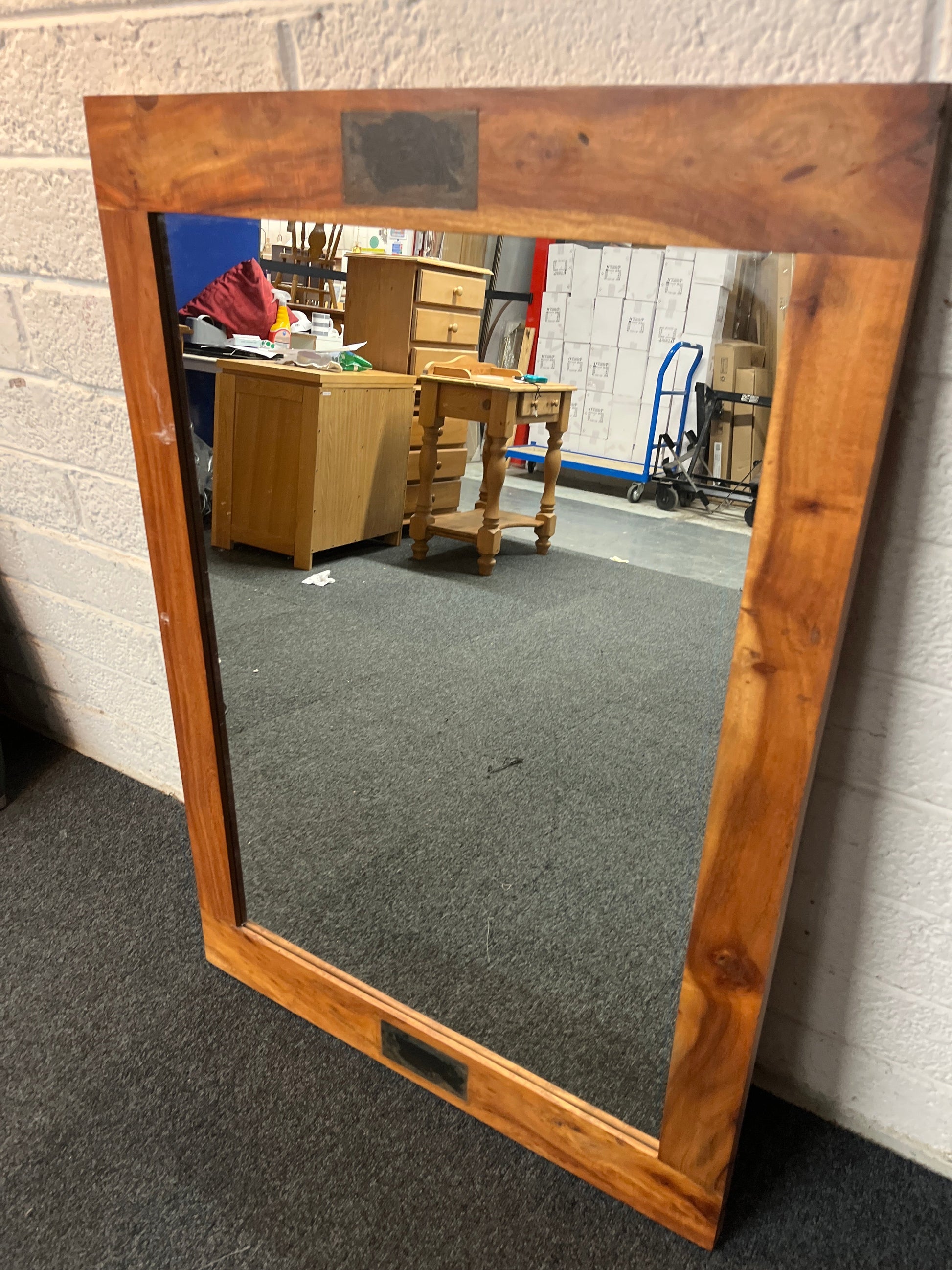 Solid dark wood stained large mirror (H 100 x W 70 cm) 2225