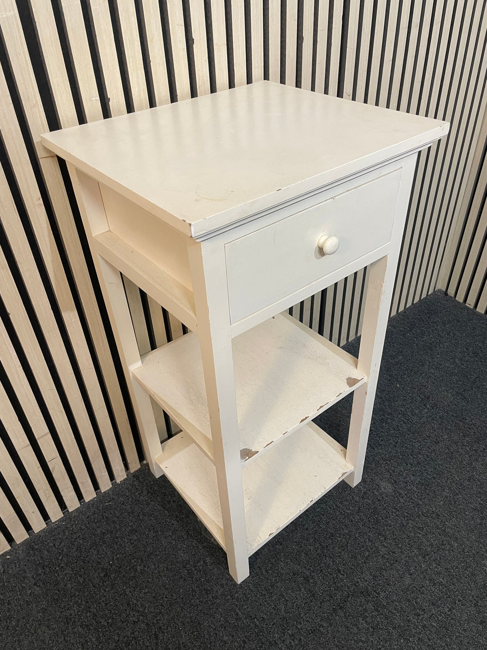 White 1 drawer tall boy with shelves 43844