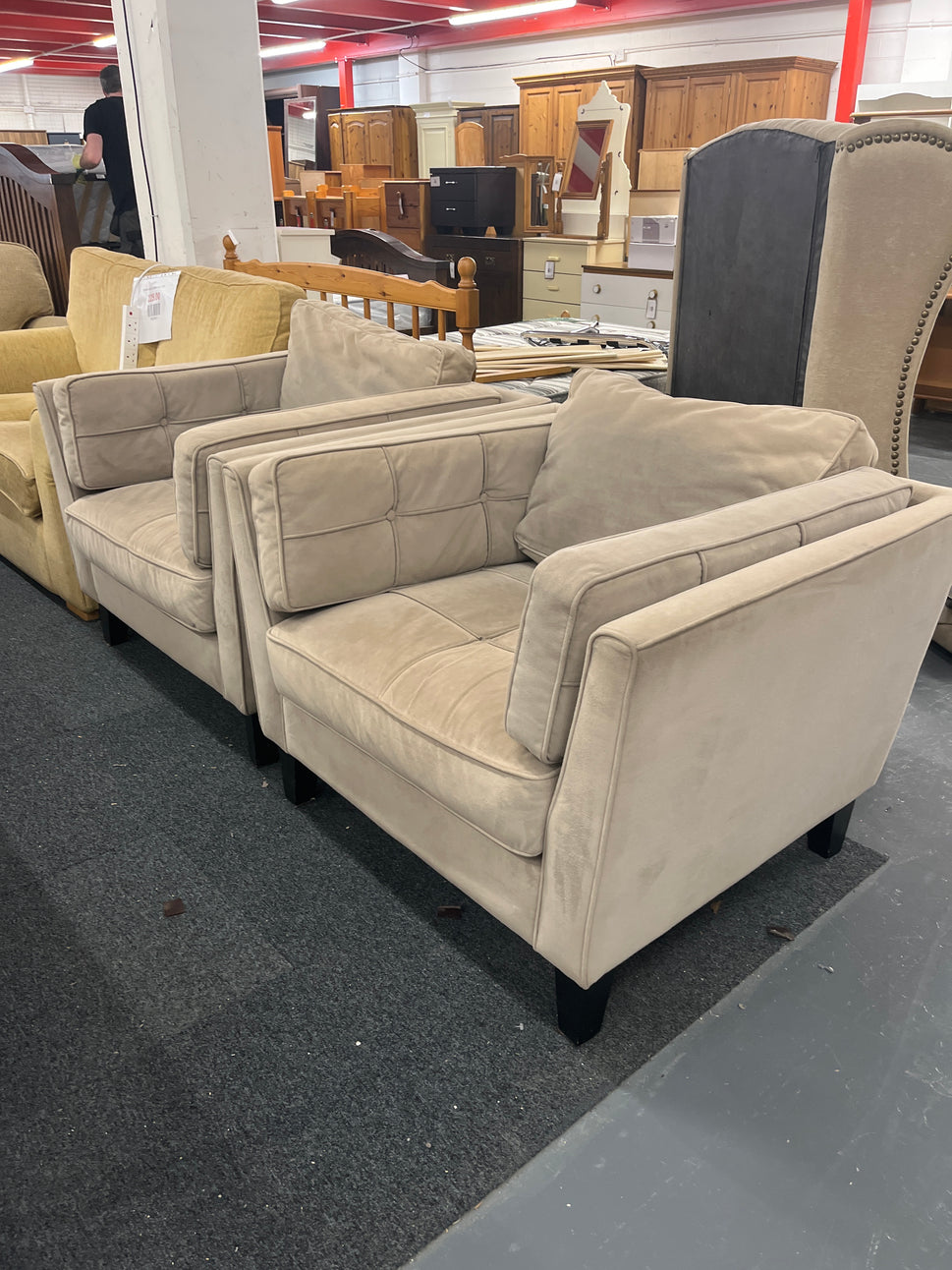 Large 3+1+1 light brown suede fabric sofa suite 1225