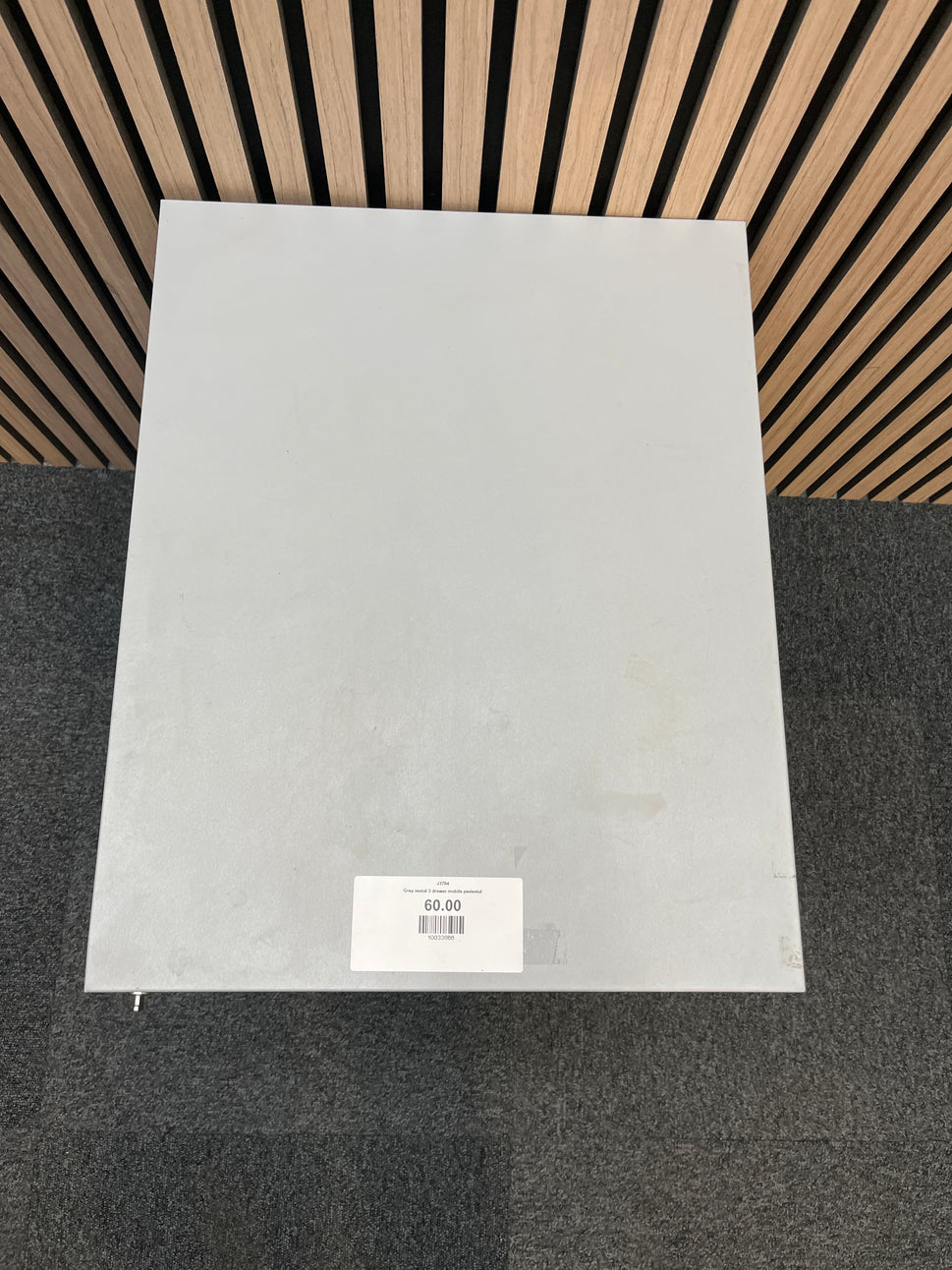 Grey metal 3 drawer mobile pedestal