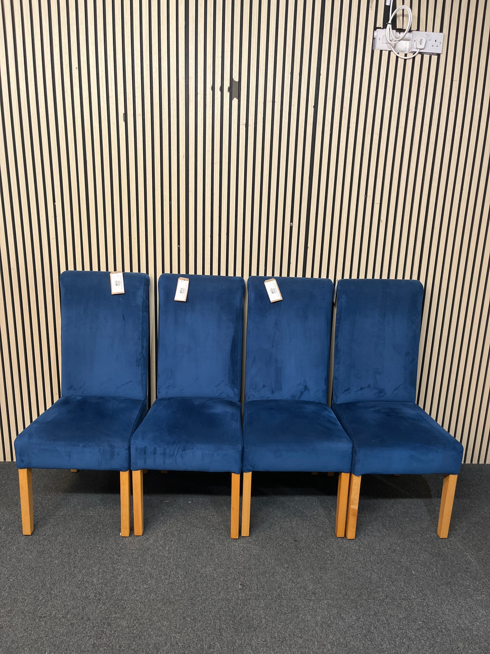 High back dark blue velvet dining chair, solid wood frame (SET OF 4) 3126