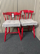 Set of 2 no. solid wood red painted kitchen chair 44635