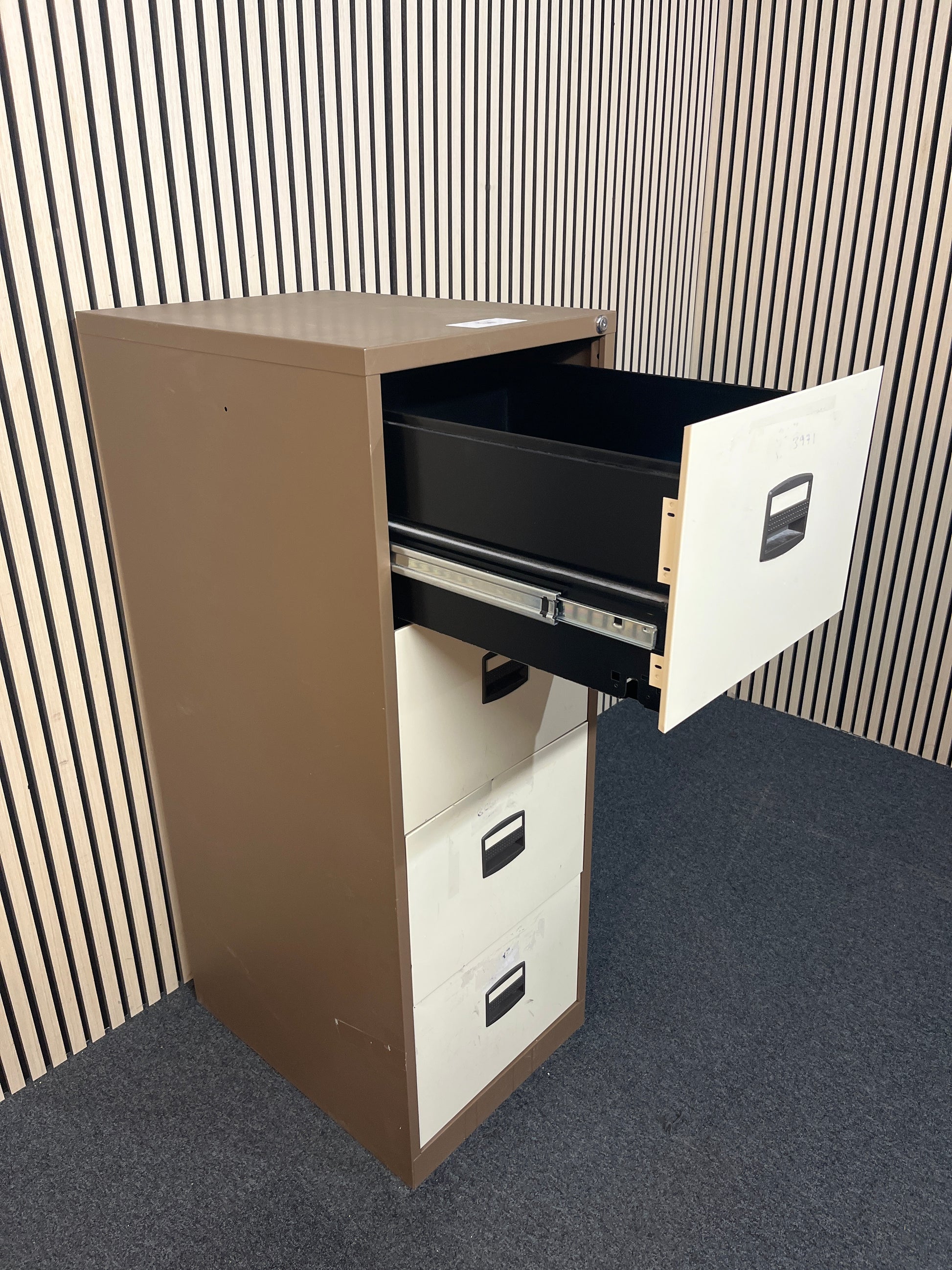 Coffee and cream 4 drawer metal filing cabinet