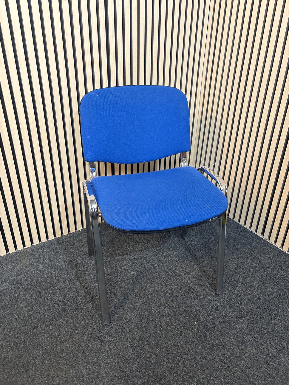 Blue Second Hand Fabric Stacking Chair