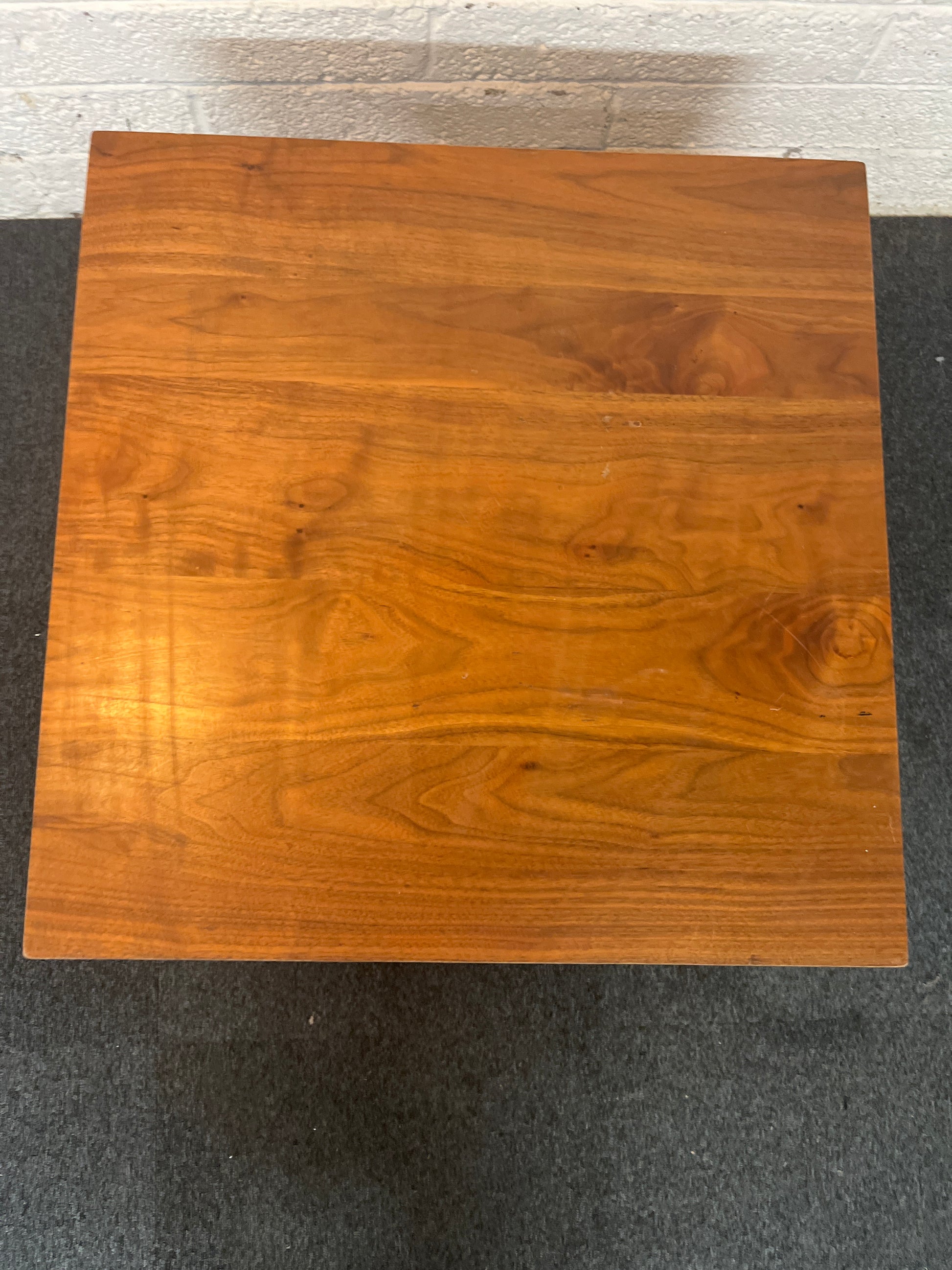 Dark wood 60x60 square dining table with metal base