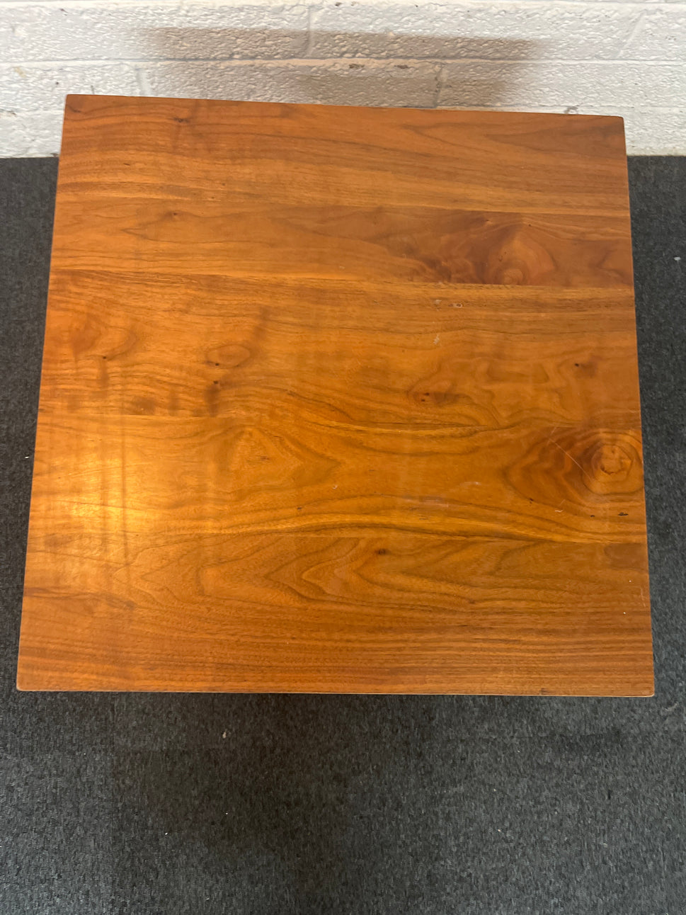 Dark wood 60x60 square dining table with metal base