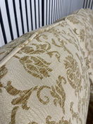 3+1+1 beige sofa with floral pattern and striped cushions. 44660