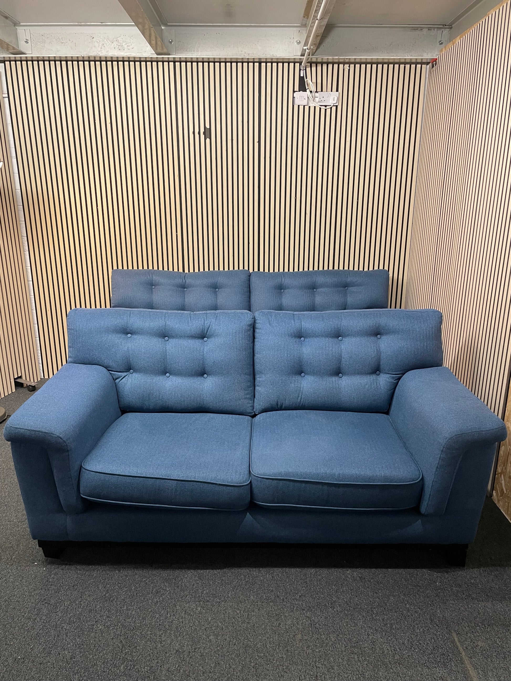 3+2 dark royal blue fabric sofa suite (Widths: 190 and 210 cm, depth: 100 cm each) 1126