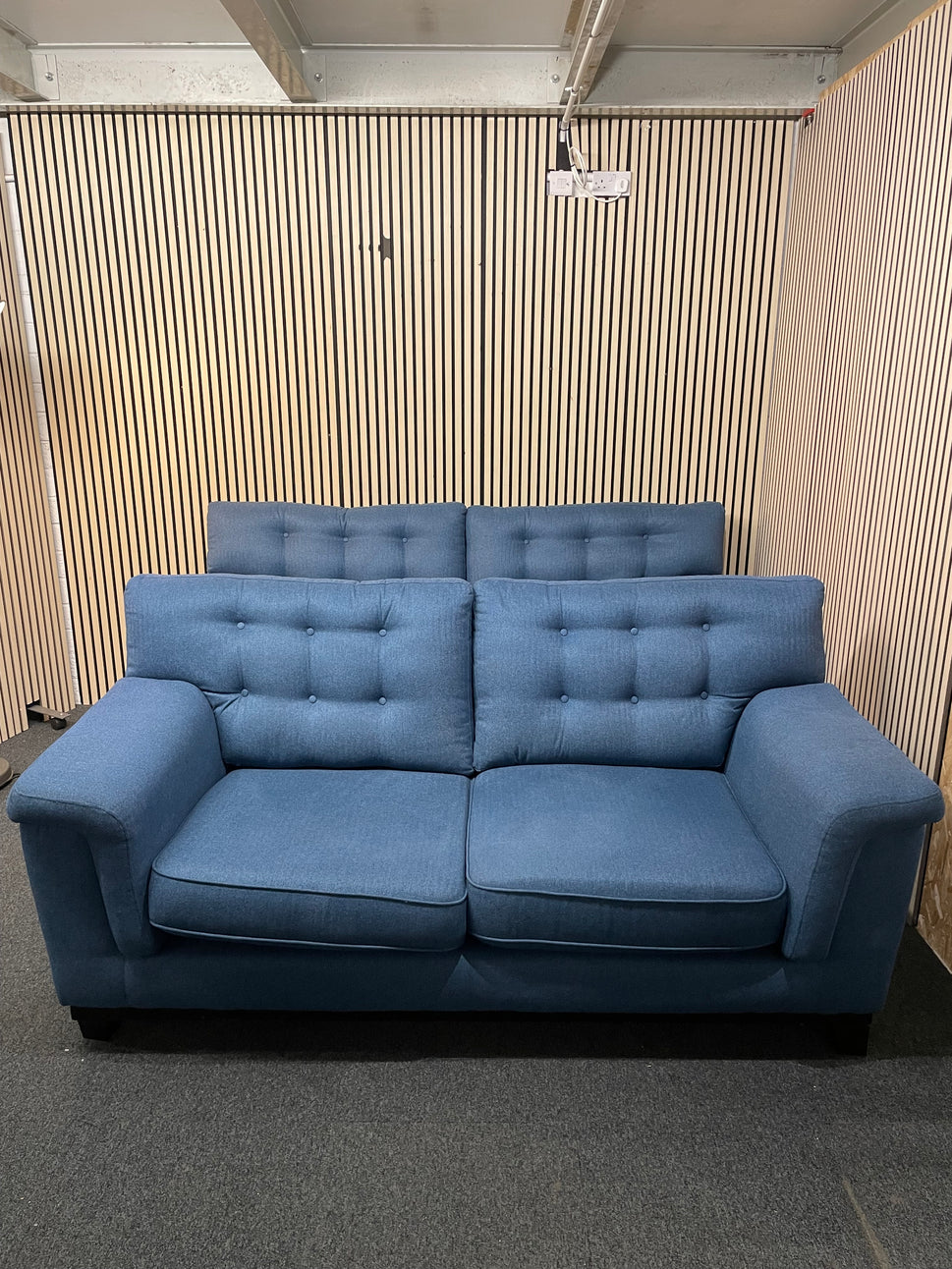 3+2 dark royal blue fabric sofa suite (Widths: 190 and 210 cm, depth: 100 cm each) 1126