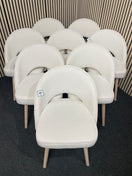 BRAND NEW Marilyn Eccre Boucle fabric curved back rest dining chair in white wash oak frame 44550
