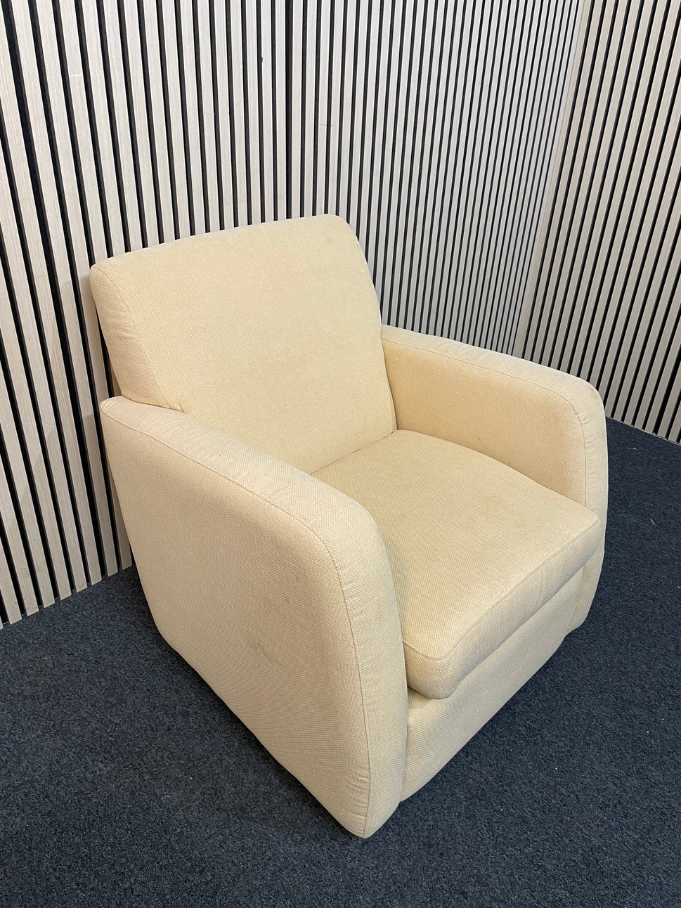 High back modern oatmeal fabric armchair 4225