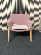 Modern style armchair with pink fabric and wooden frame 44796