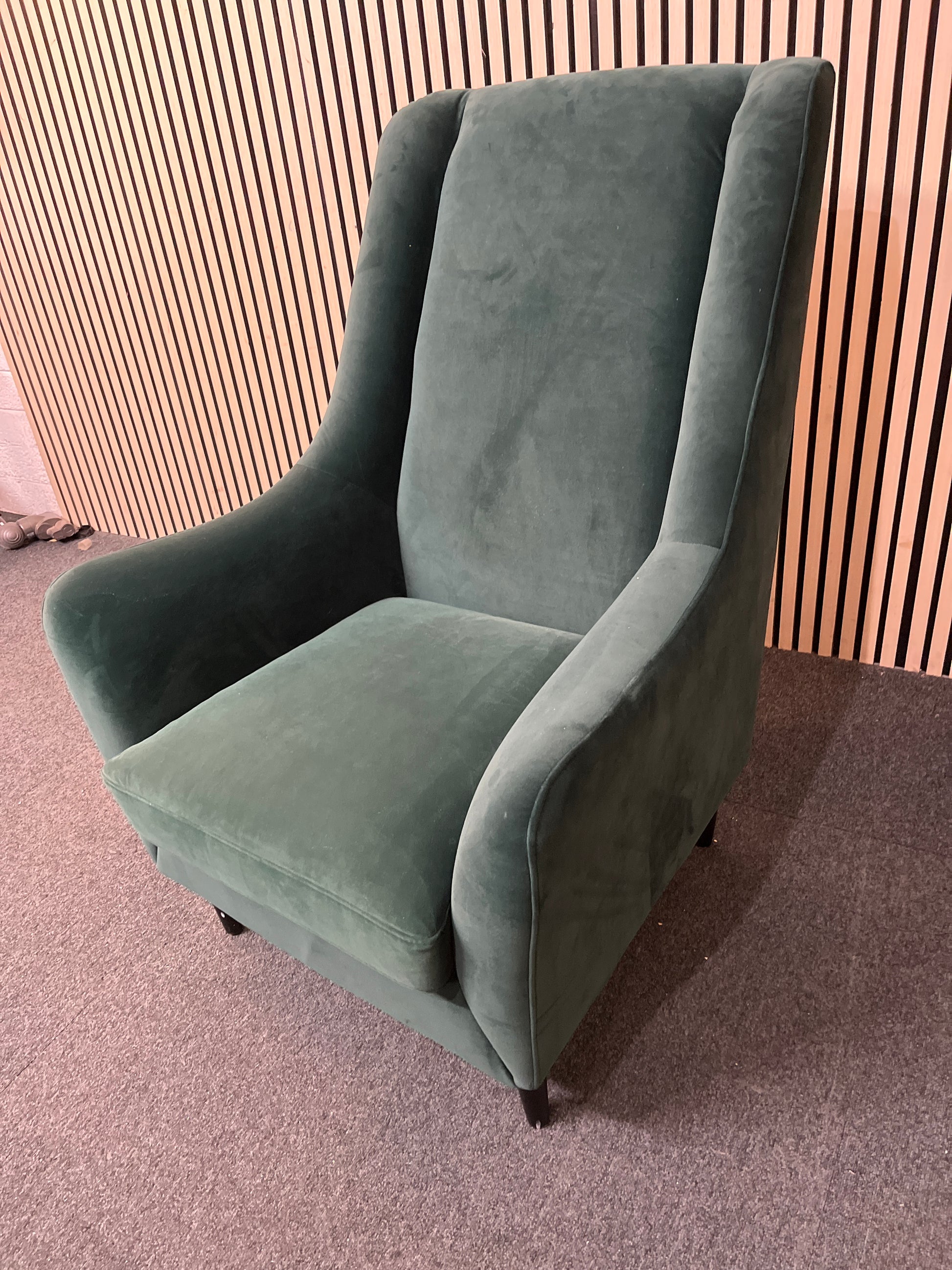High back dark green crushed fabric Armchair 43386