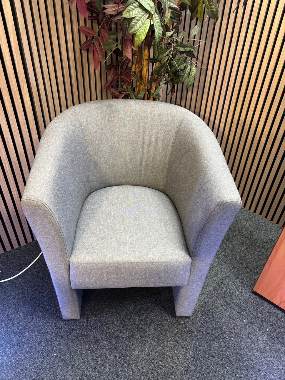 Luxe single fabric tub chair in grey - Ex Demo, out of box