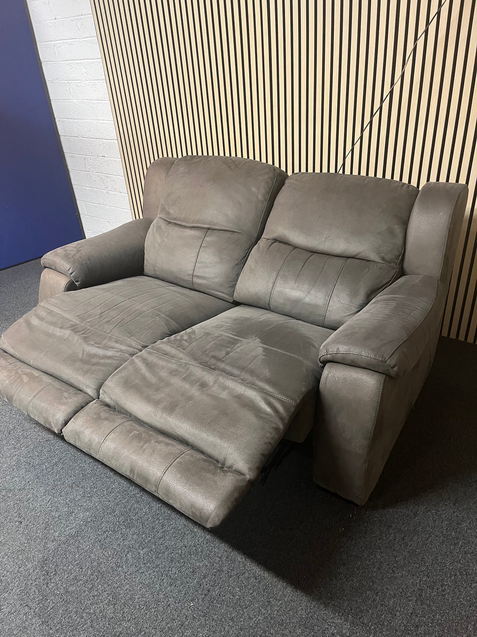 2 seater ELECTRIC recliner light brown microfibre sofa 1325