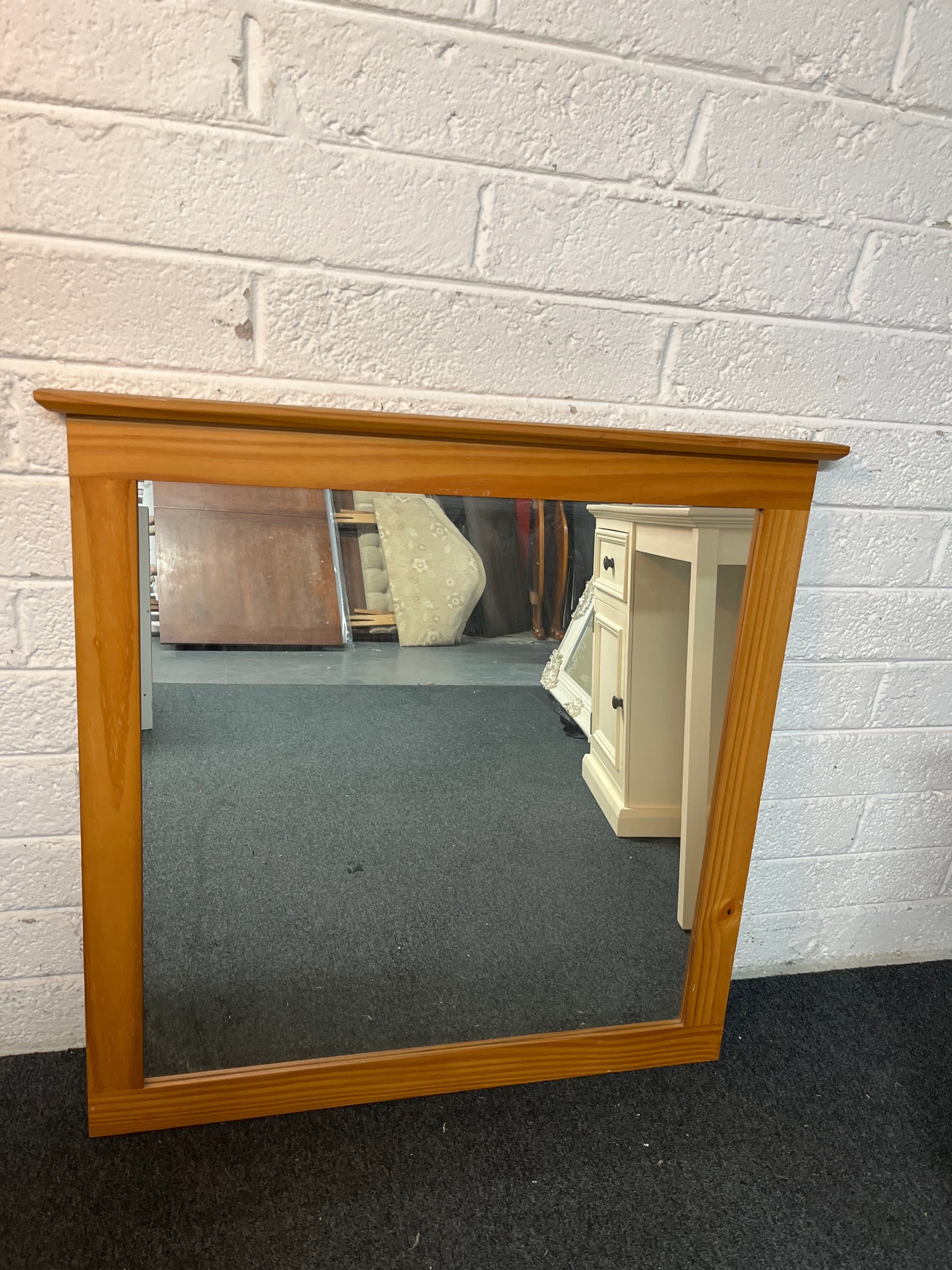 Solid pine large framed mirror (W 93 x L 91 cm) 2225