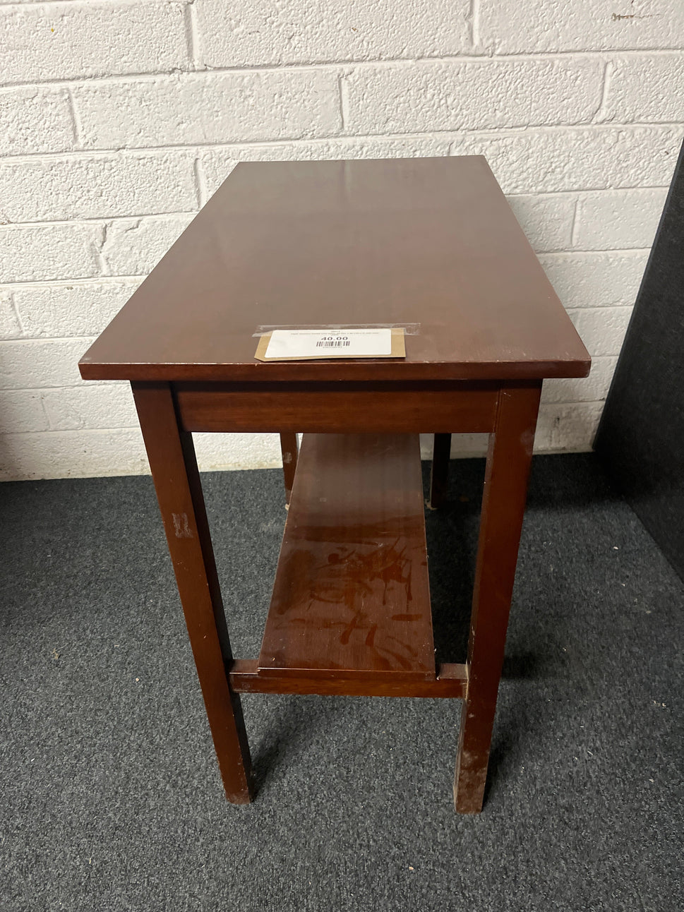 Teak stained tiered side table (H 700 x W 740 x D 400 mm) 2225