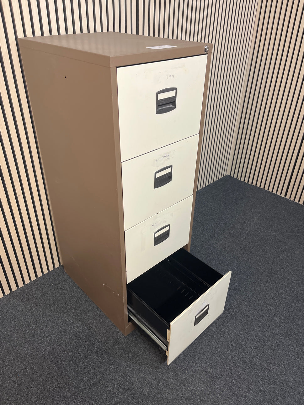 Coffee and cream 4 drawer metal filing cabinet