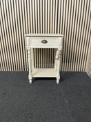 Cream painted ornate 1 drawer lamp table 44694