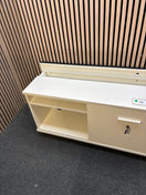2 sliding door low white storage unit (H 60 x W 180 x D 44 cm)