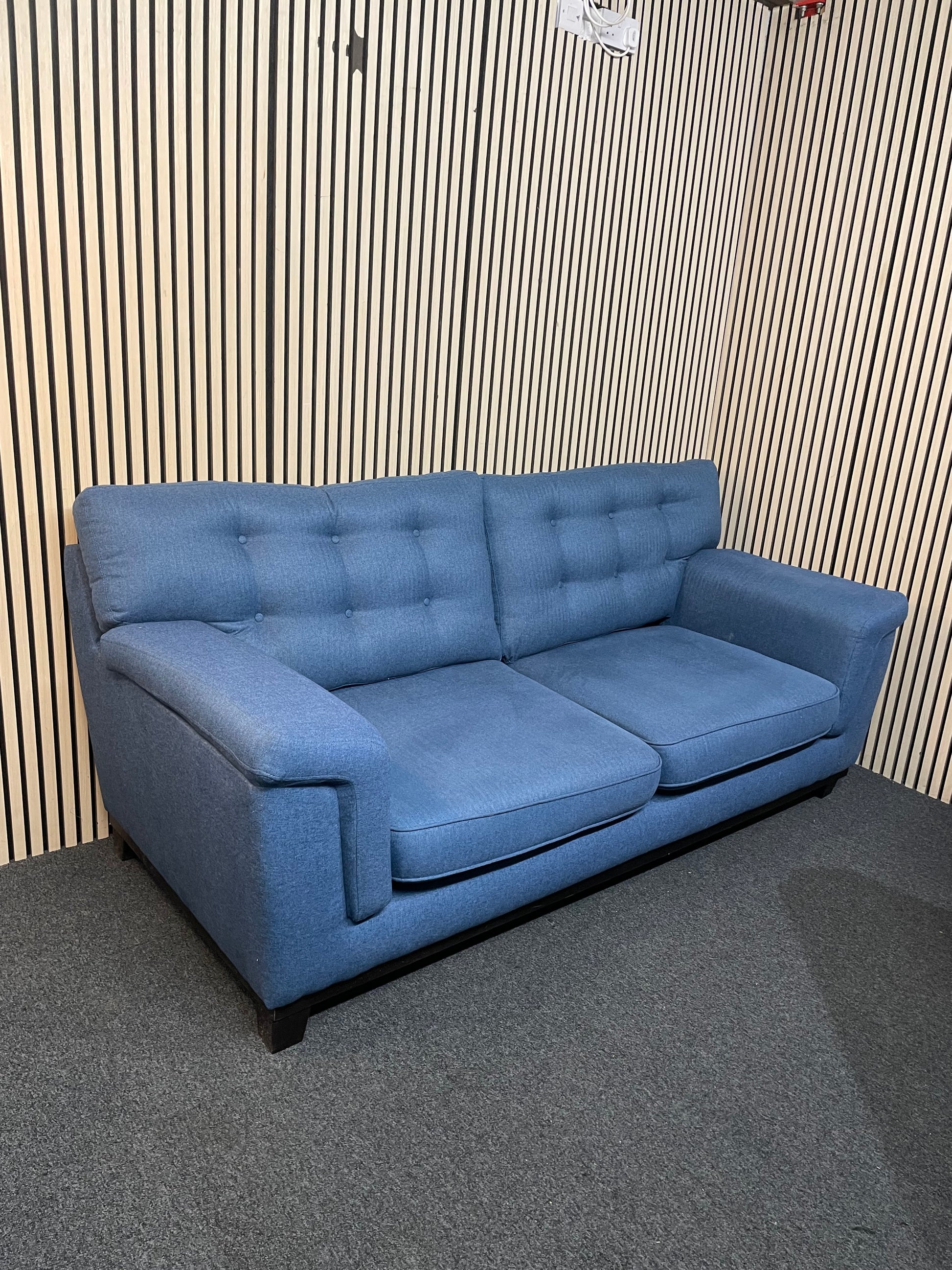 3+2 dark royal blue fabric sofa suite (Widths: 190 and 210 cm, depth: 100 cm each) 1126