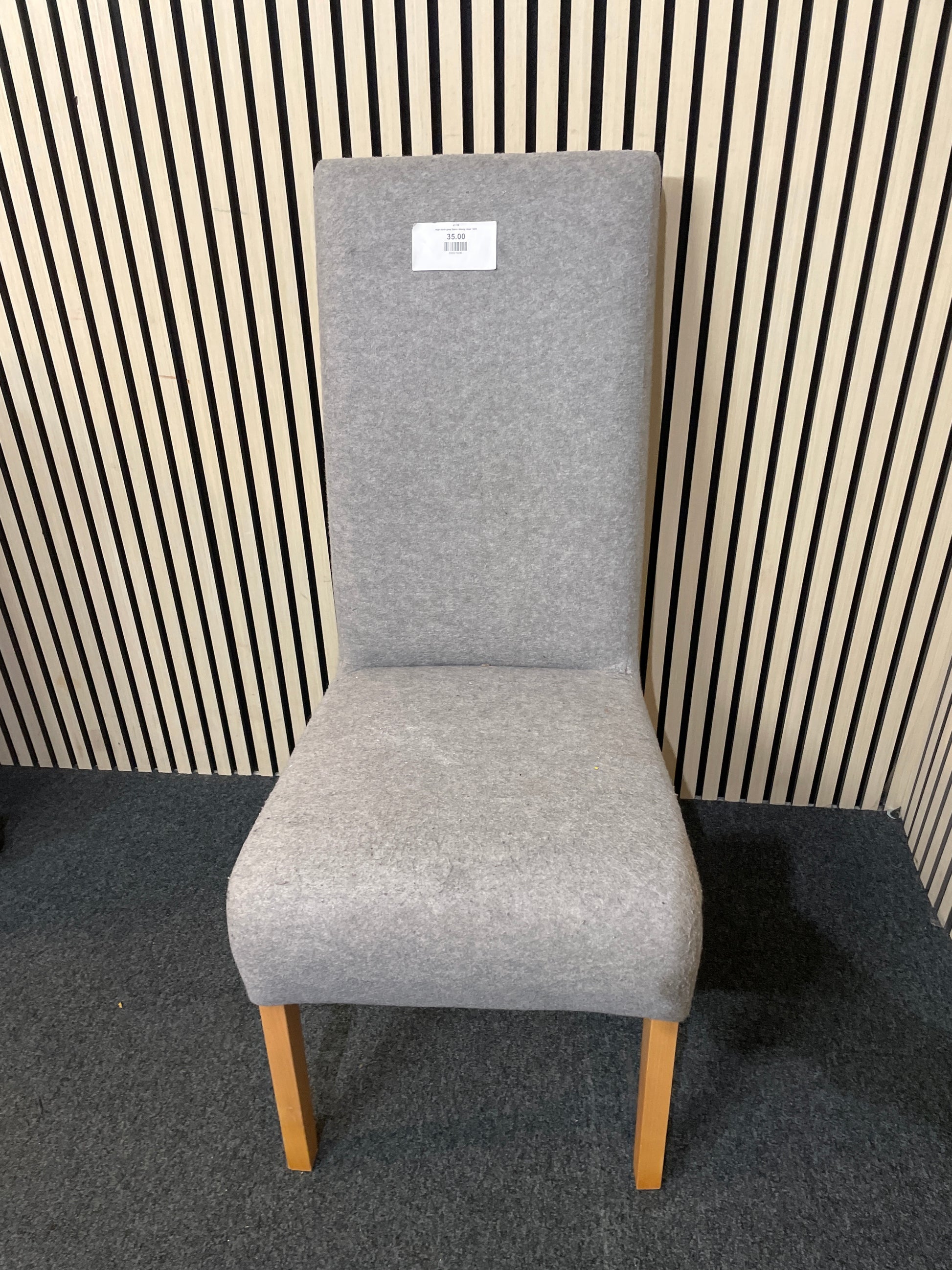 High back grey fabric dining chair 1425
