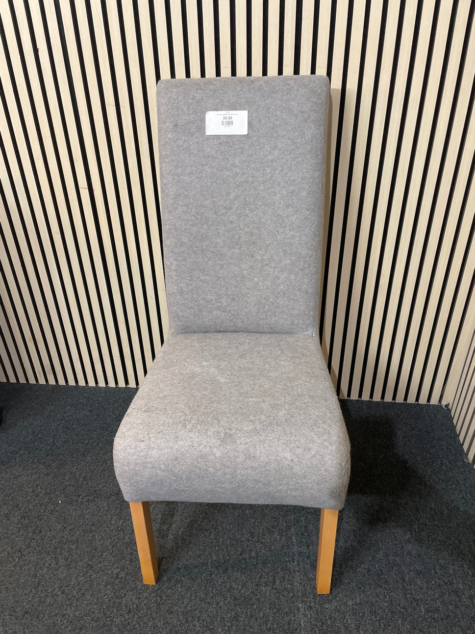 High back grey fabric dining chair 1425
