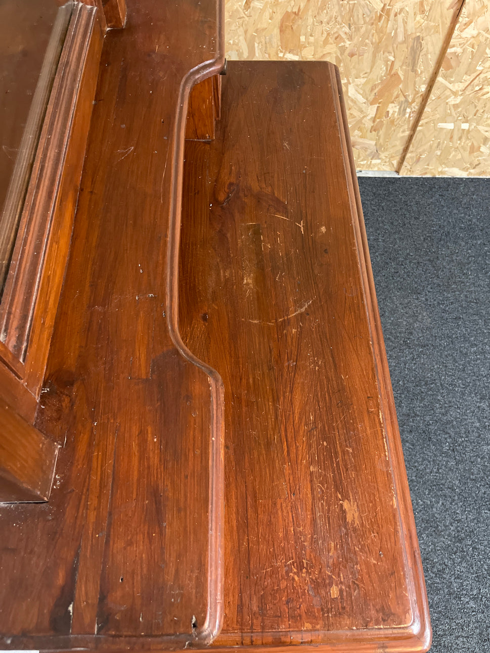 Solid stained pine mirrored hall stand with 3 drawers ( H 194 x W 100 x D 43 cm) 1325