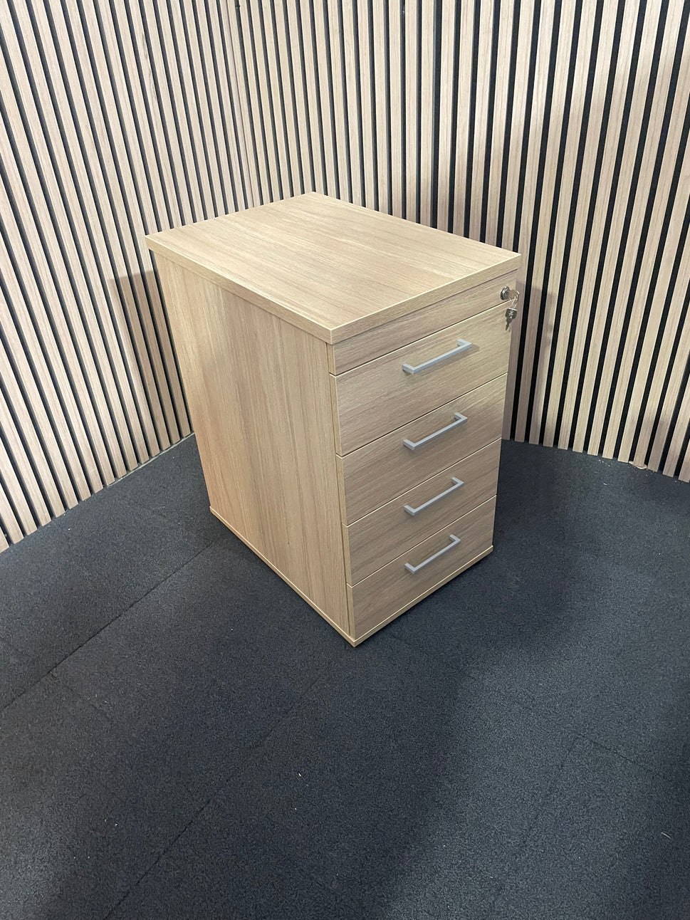 American oak 4 drawer desk high pedestal