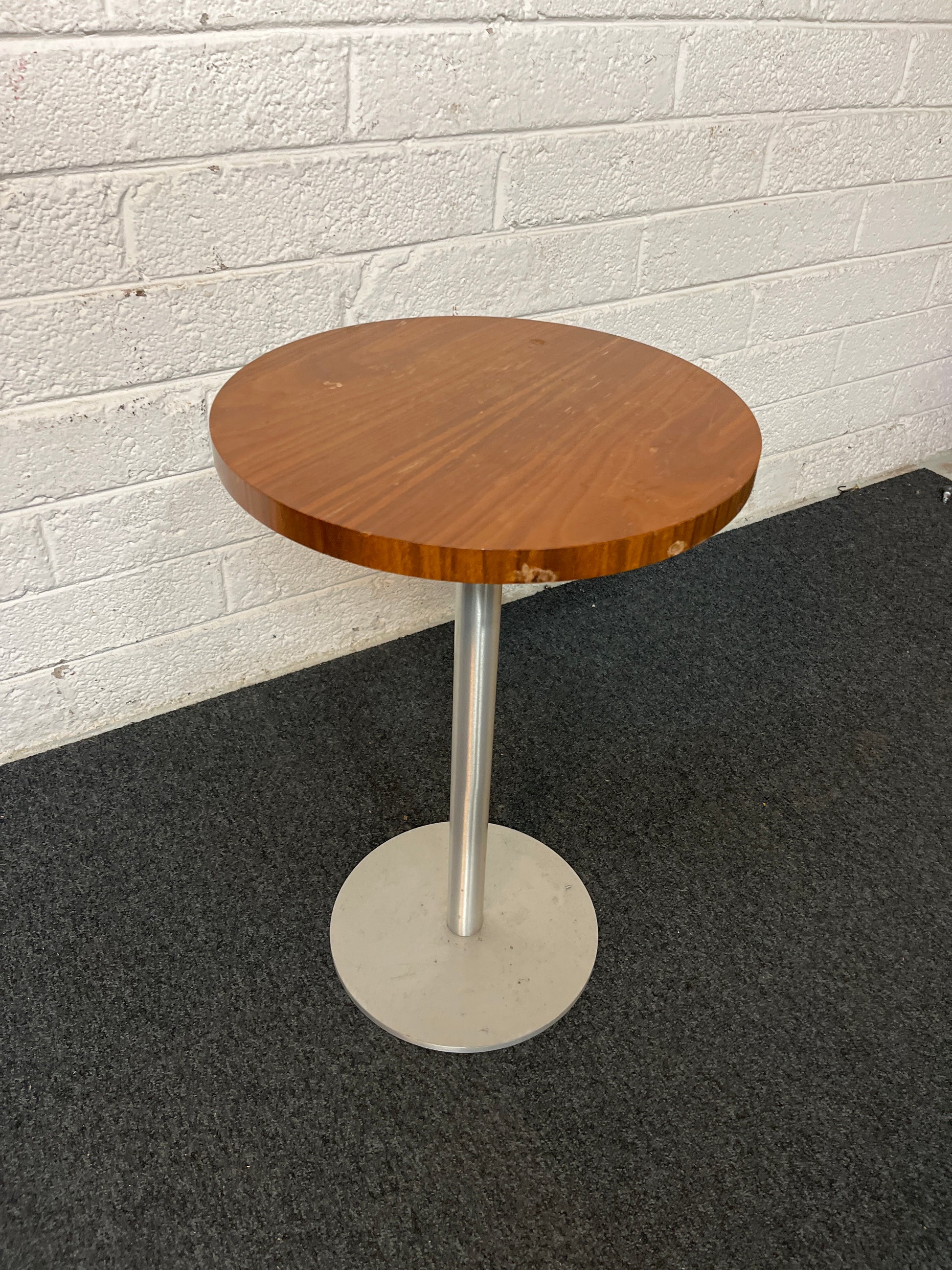 Small cherry lamp table with grey metal base 1325