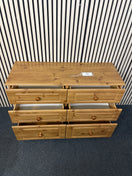 Oak laminate 6 drawer chest W113x40Dx80H 44465