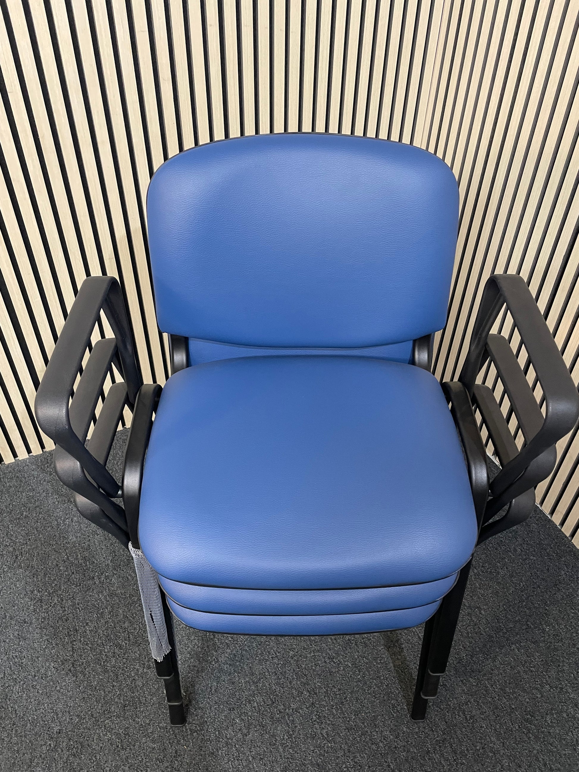 NEW Taurus Blue framed stacking meeting chair with blue vinyl seat and back. PRICE INC VAT.