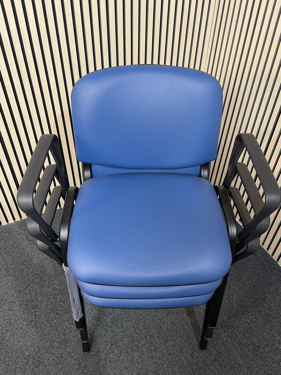 NEW Taurus Blue framed stacking meeting chair with blue vinyl seat and back. PRICE INC VAT.