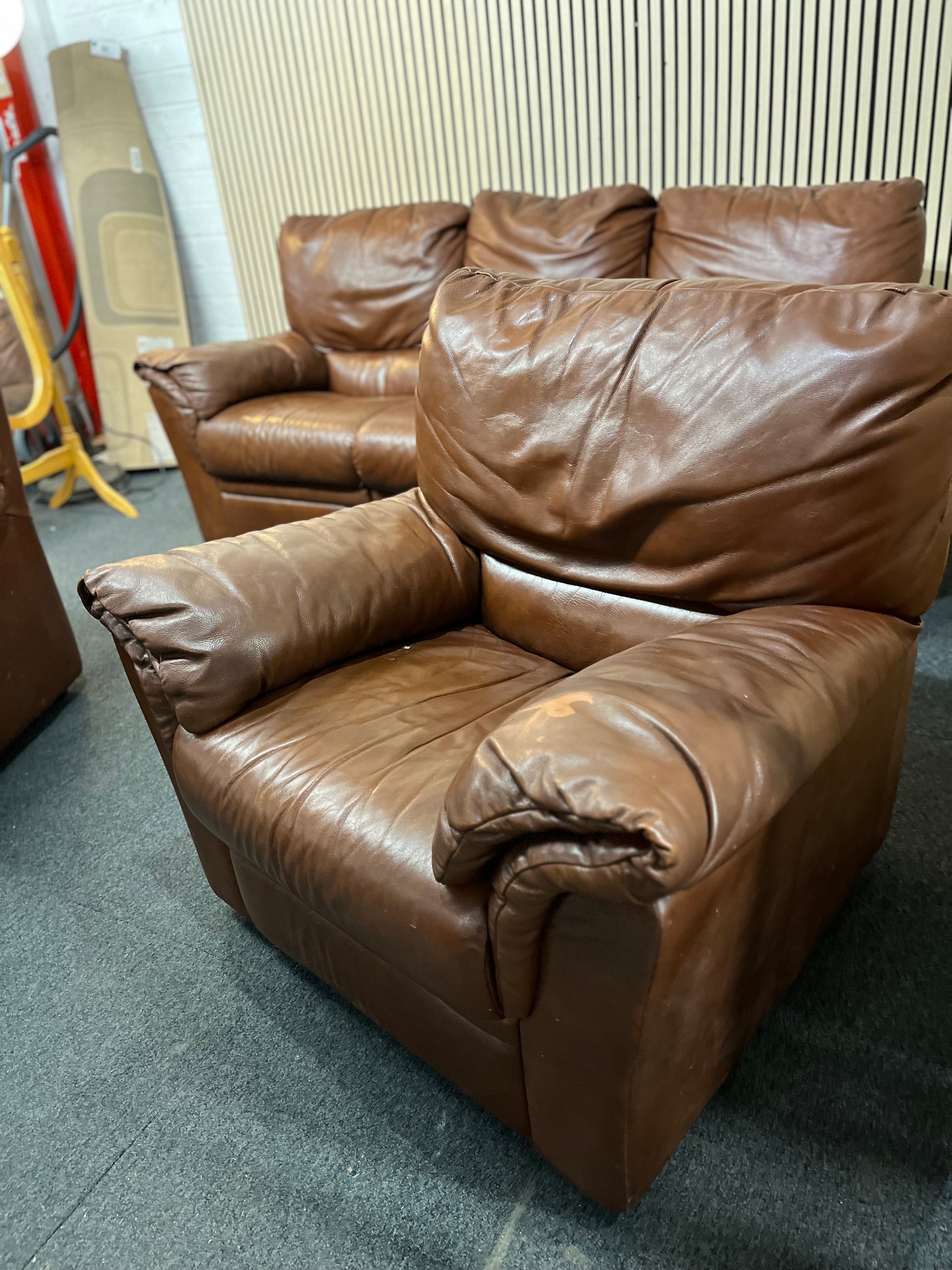 3+1+1 Brown Leather reclining sofa suite 3126