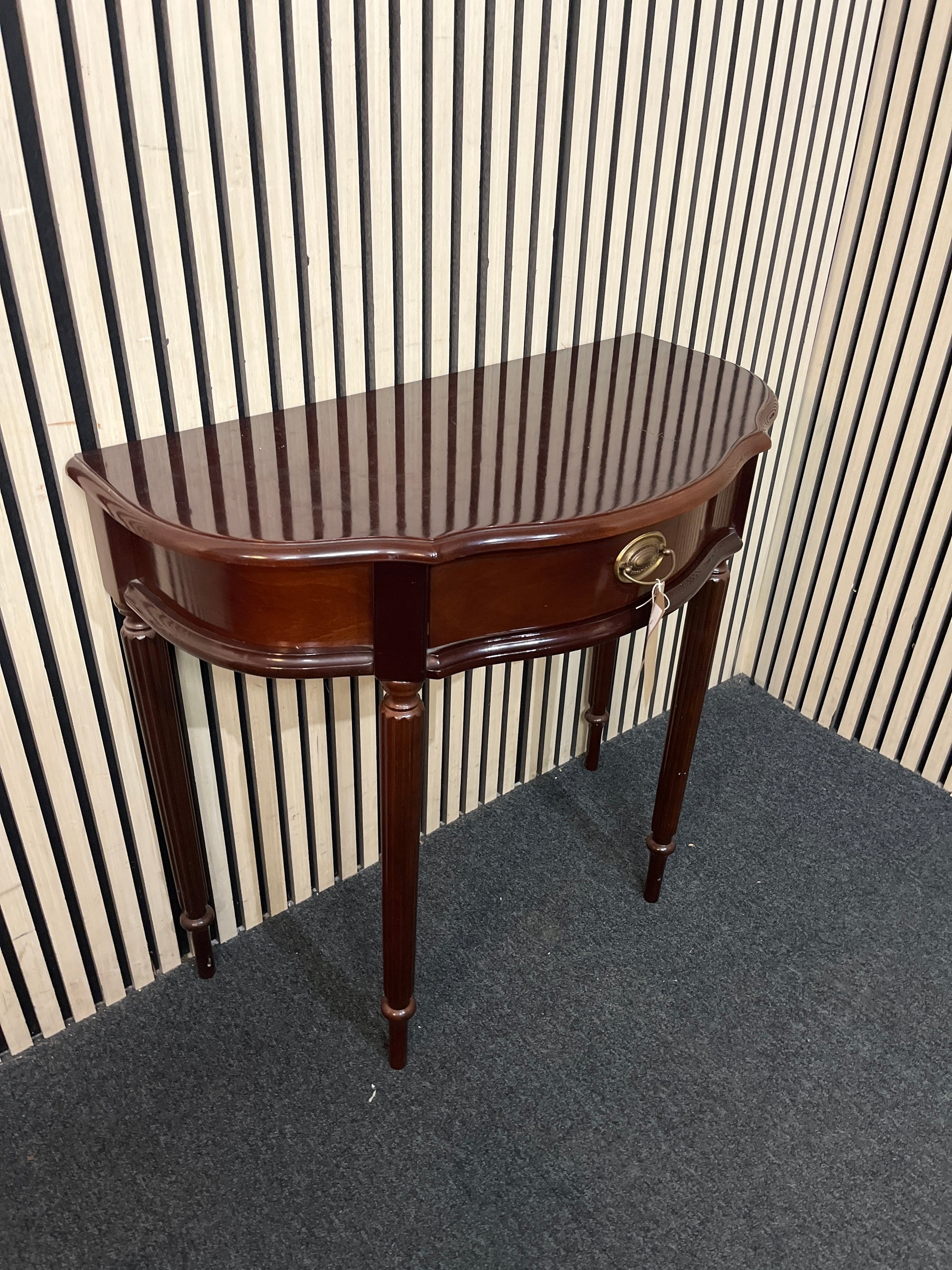 Half moon ornate 1 drawer cosole table with brass handle (H 76 x W 80 x D 40 cm) 43785