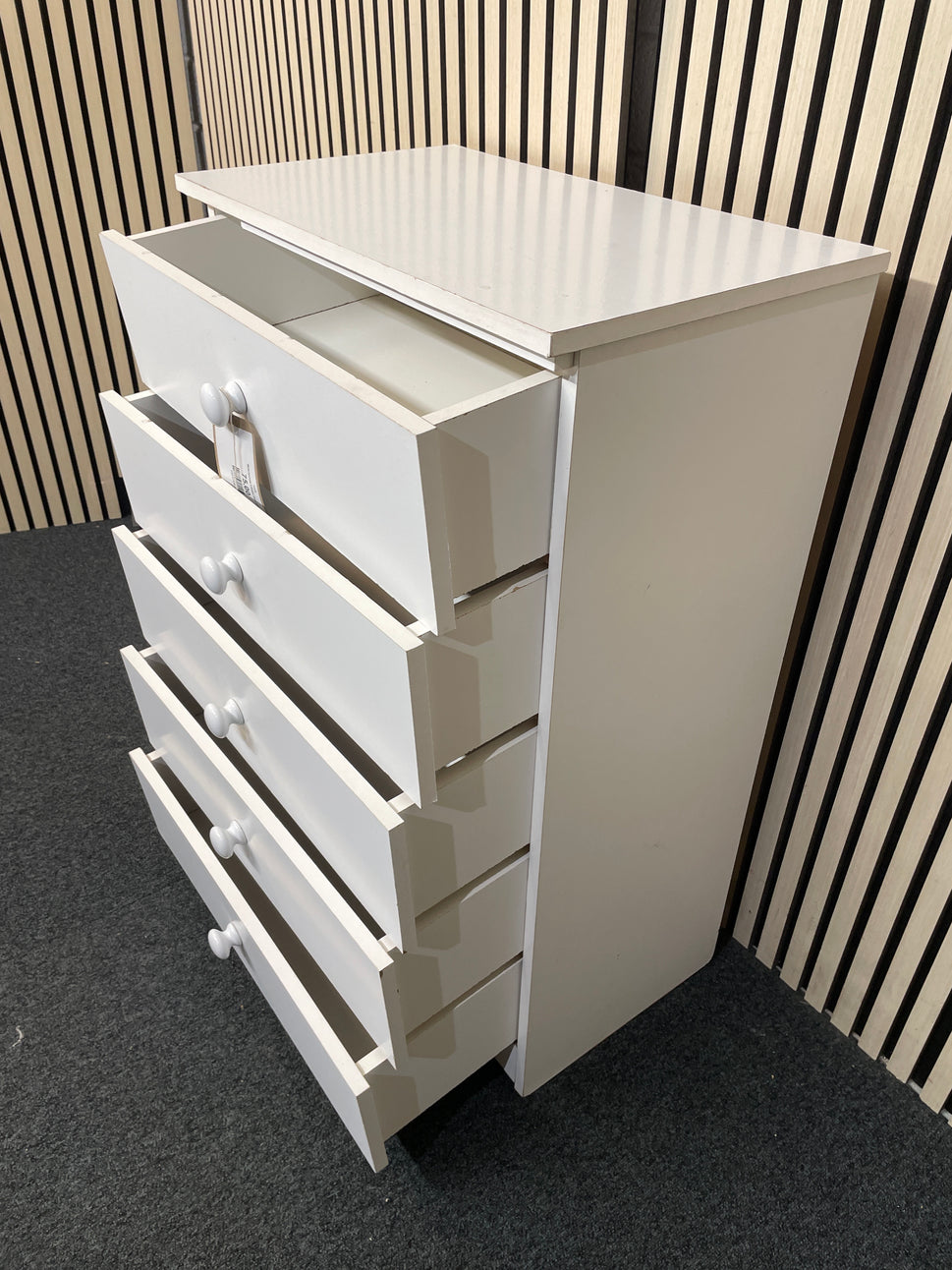 White laminate 5 drawer chest 2425