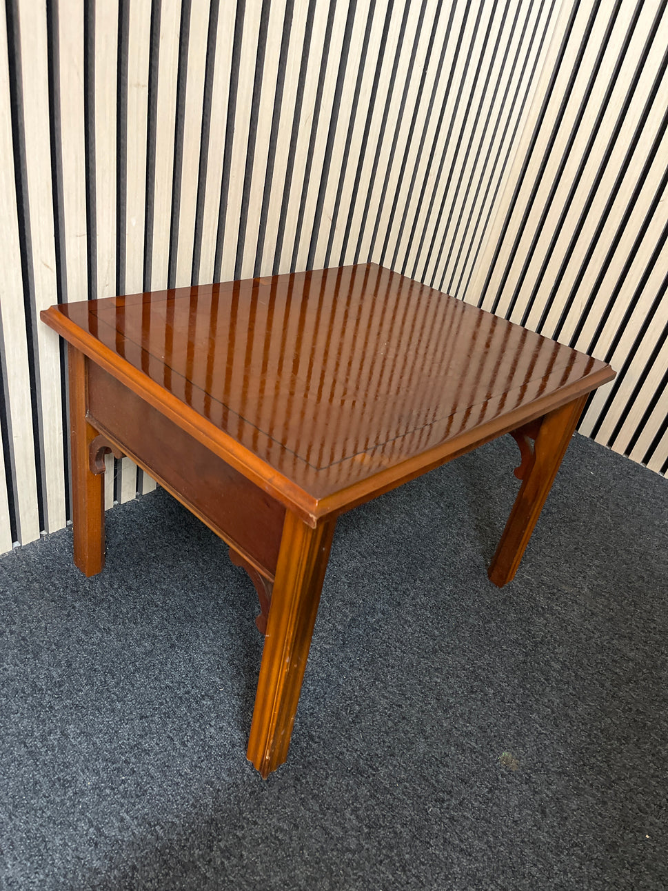 Dark wood stained small coffee table 1226