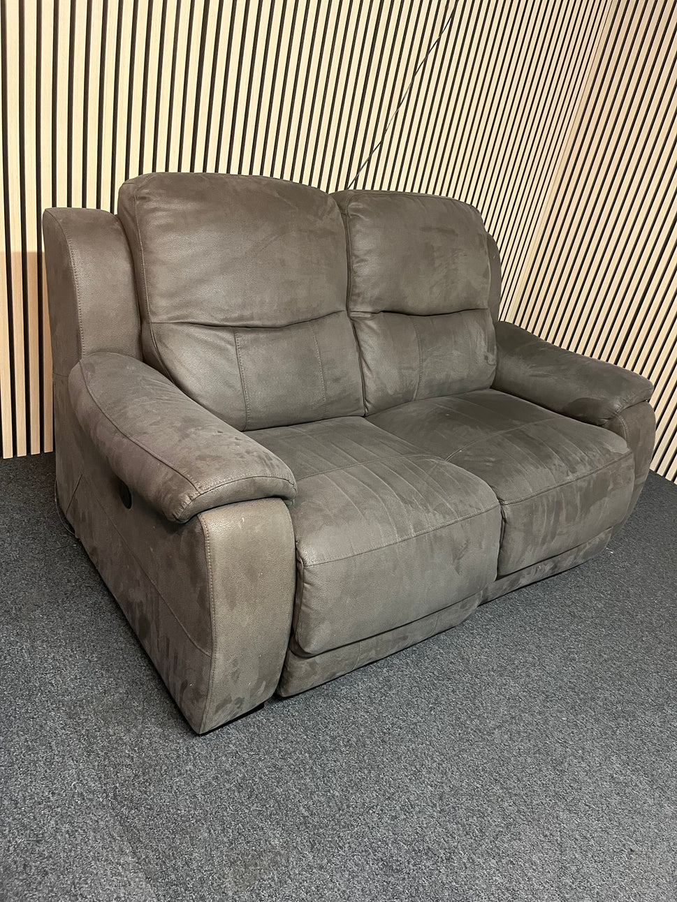 2 seater ELECTRIC recliner light brown microfibre sofa 1325
