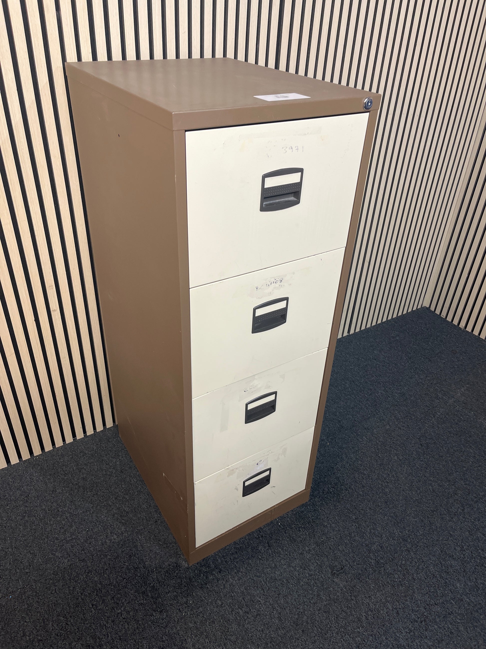 Coffee and cream 4 drawer metal filing cabinet