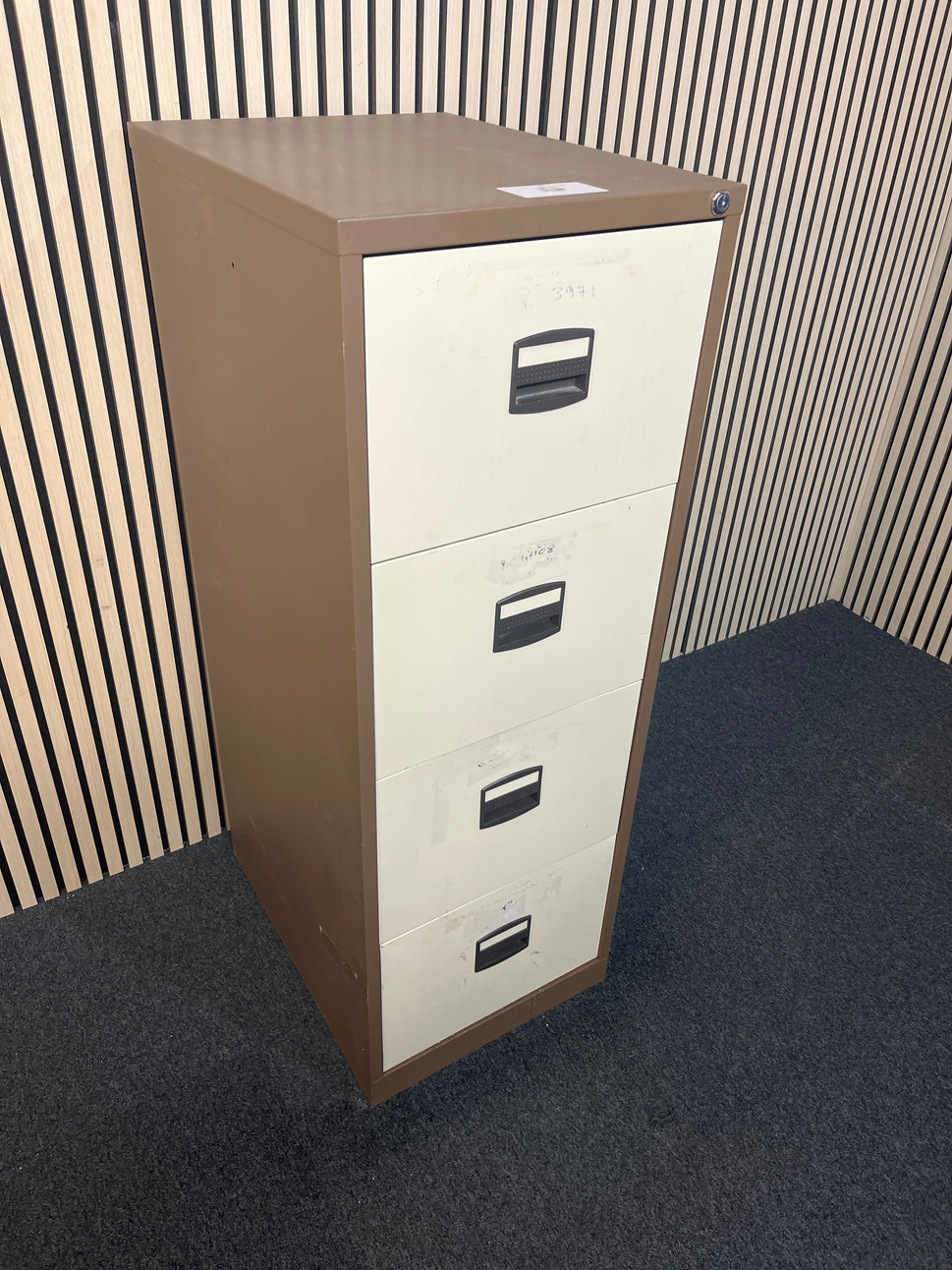 Coffee and cream 4 drawer metal filing cabinet