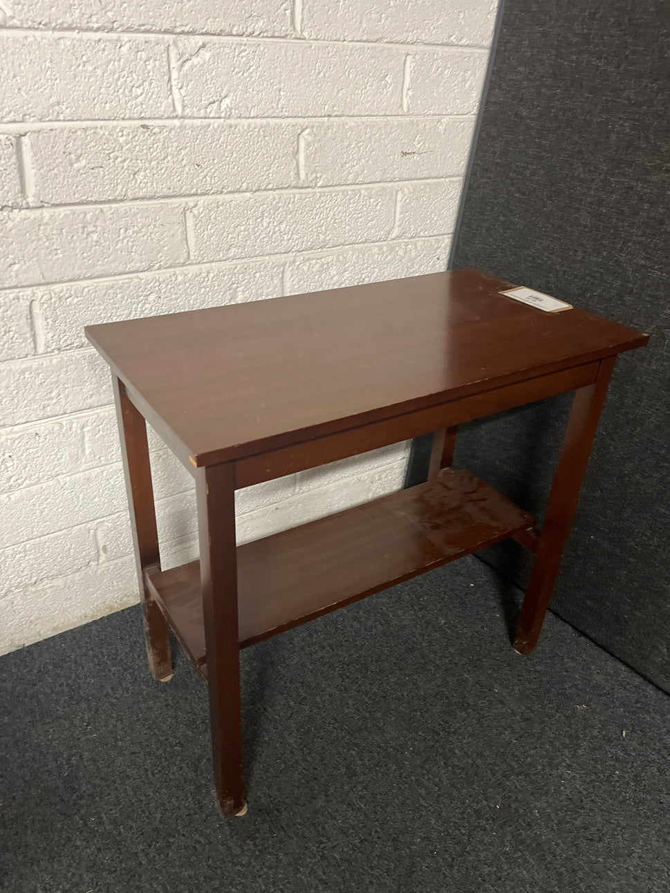 Teak stained tiered side table (H 700 x W 740 x D 400 mm) 2225