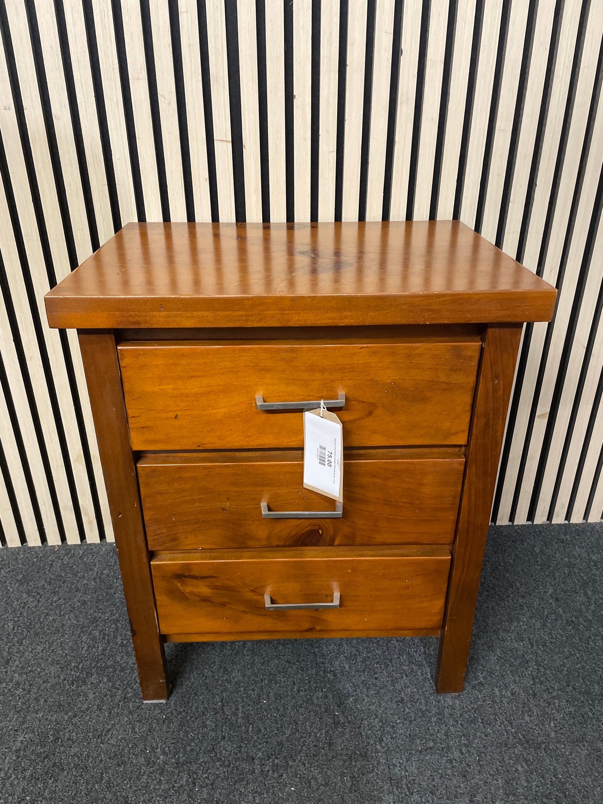 Stained solid wood 2 drawer bedside locker 3126