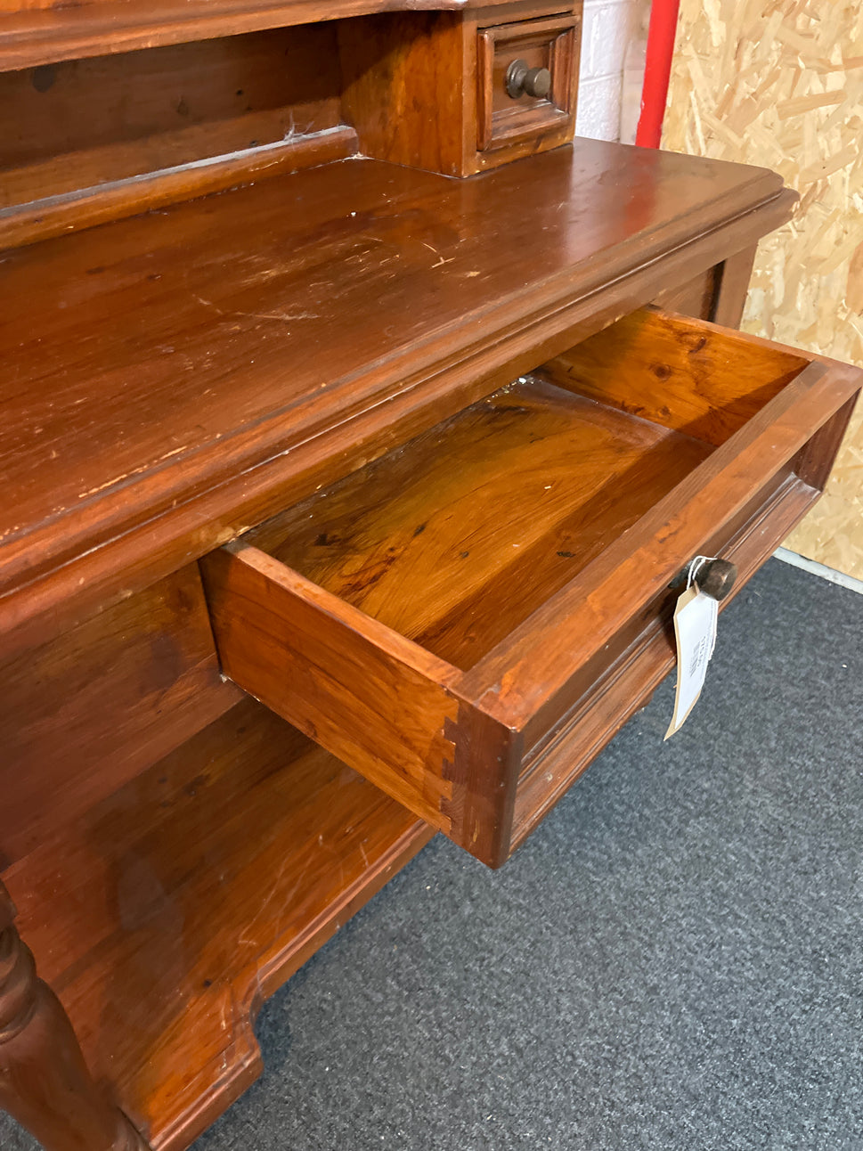 Solid stained pine mirrored hall stand with 3 drawers ( H 194 x W 100 x D 43 cm) 1325