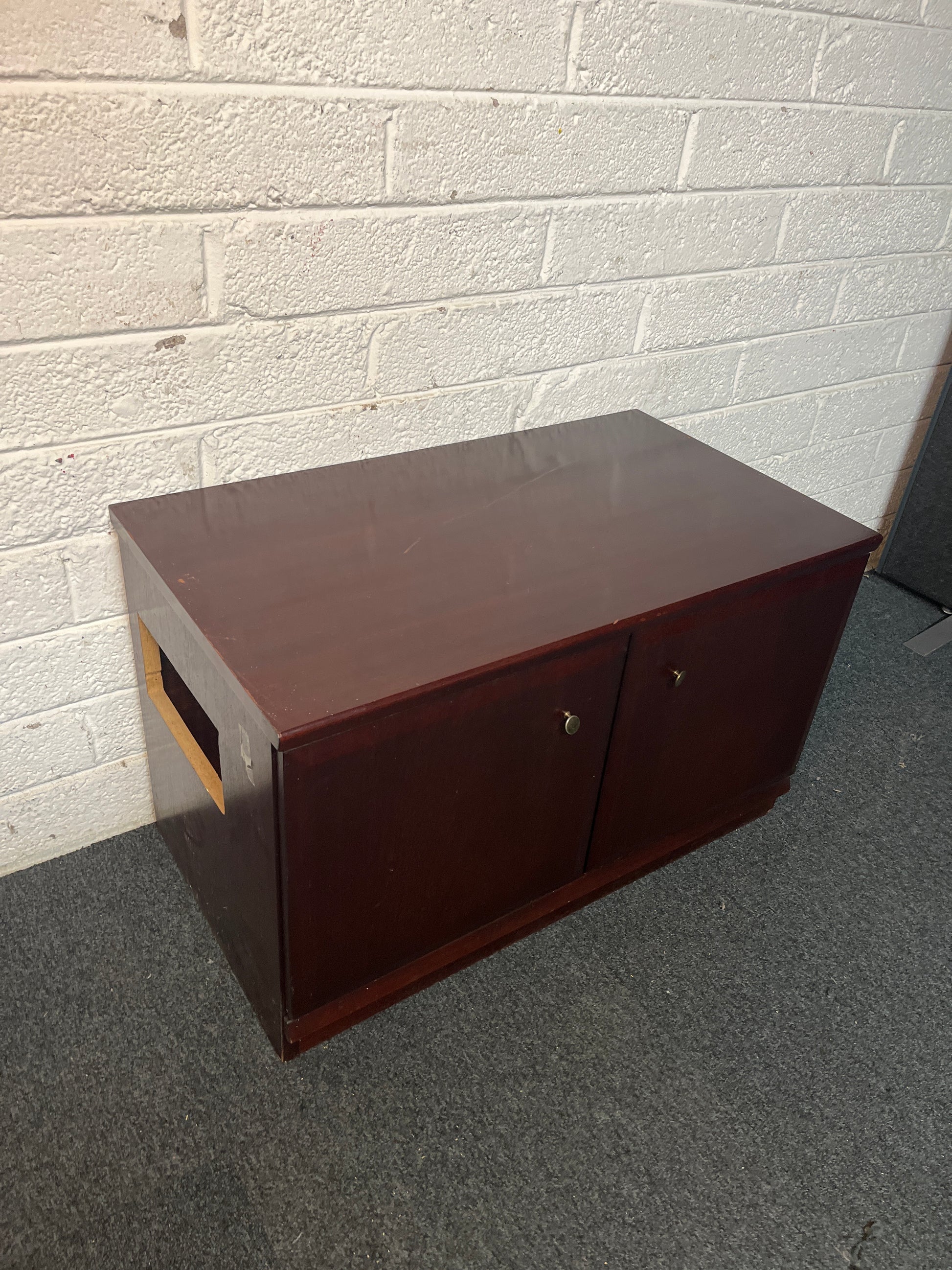 Mahogany low 2 door storage unit 2225