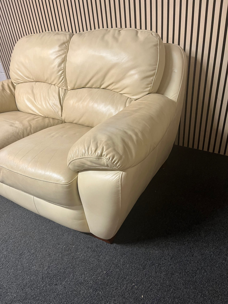 2 Seater real cream leather sofa 1325