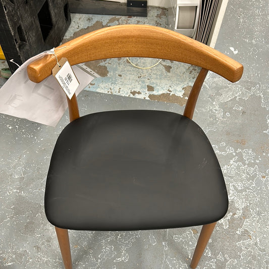 Solid beech framed dining chair, walnut stain with black leatherette seat cushion - EX DEMO CHAIR ONLY ONE IN STOCK - SAMPLE CHAIR RRP 250.00 EURO